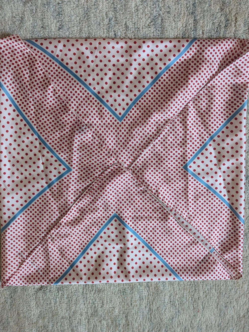 Vintage Inspired Red Polka Dot Square Silk Feel Scarf 26